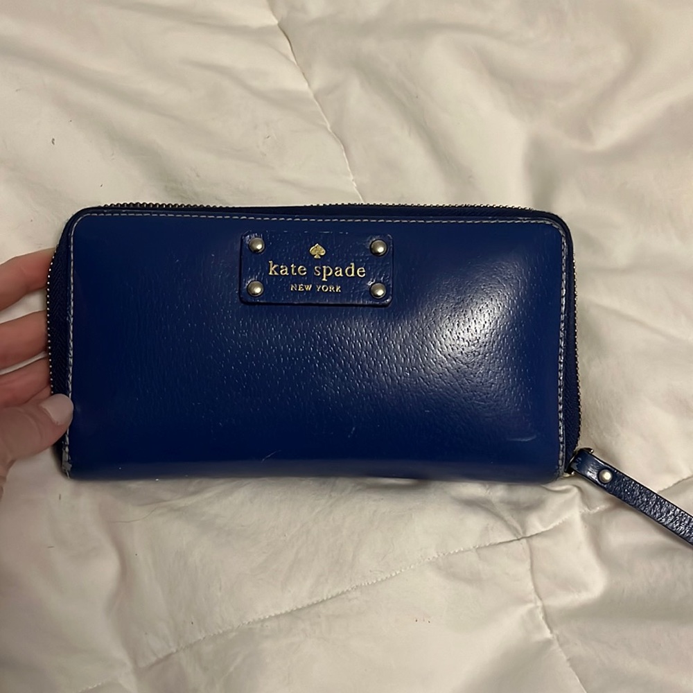 Kate Spade - royal blue leather continental wallet